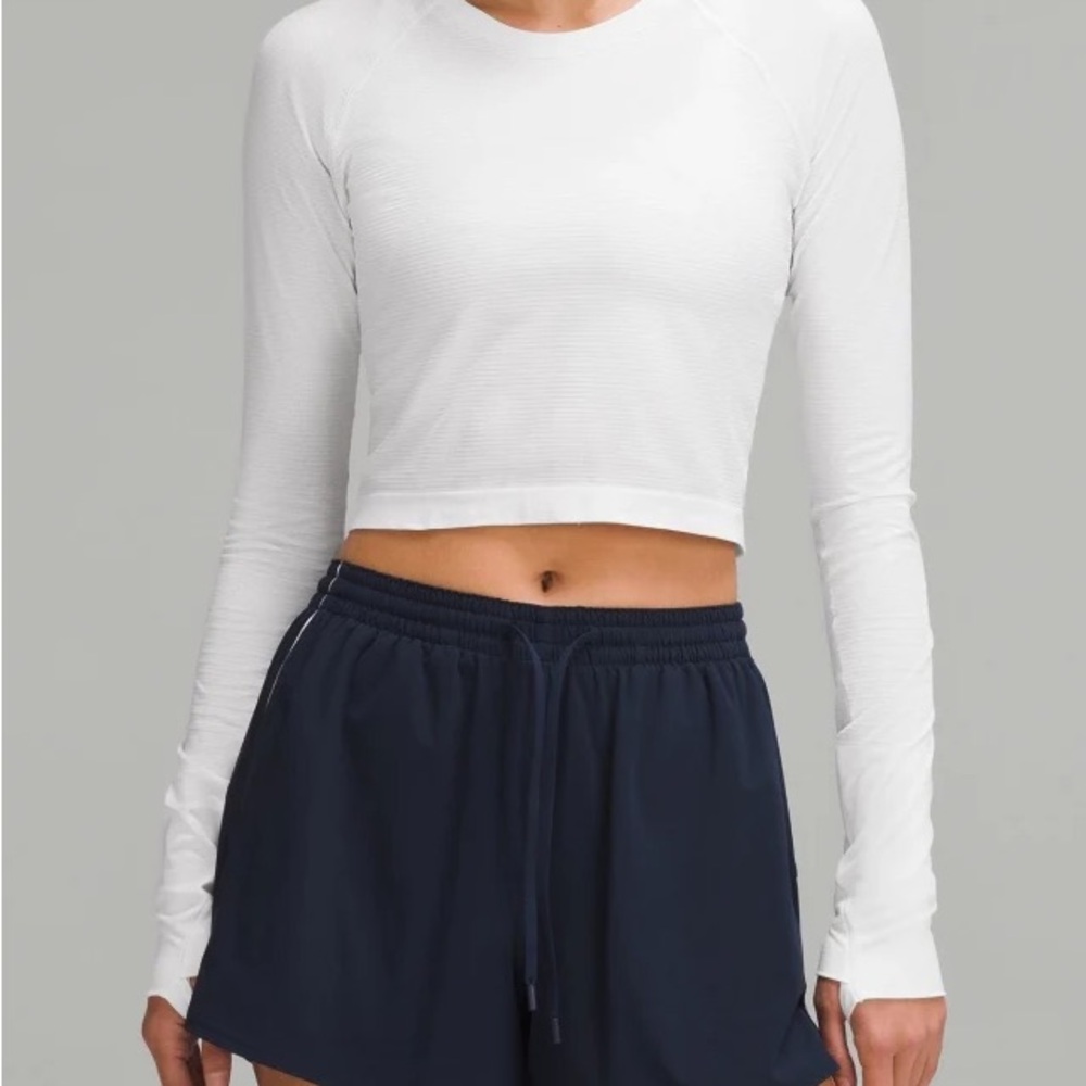 Lululemon Athletica White Long Sleeve Crop Top